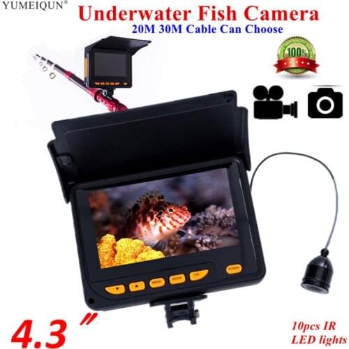 Fish Finder Underwater Fishing Fish Camera Video Recording DVR IR Sunshield 4.3" Monitor HD 1000TVL FishFinder