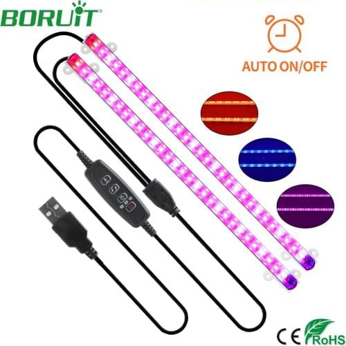 BORUiT LED Grow Light USB Phyto Lamp Full Spectrum Fitolampy With Cycle Memory Timing For Plants Seedlings Flower Grow Box