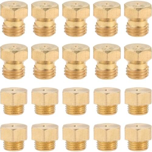 Propane Lpg Gas Pipe Water Heater DIY Burner Parts Brass Jet Nozzles (M6x0.75mm/0.5mm x10 + M5x0.5mm/0.68mm x10) 20 pcs/set