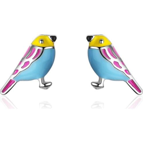 Ear Nails Female Japanese and Korean Style Literature and Art Small Fresh Drop Glazed Bird Ear Nails Cute Earrings Unusual
