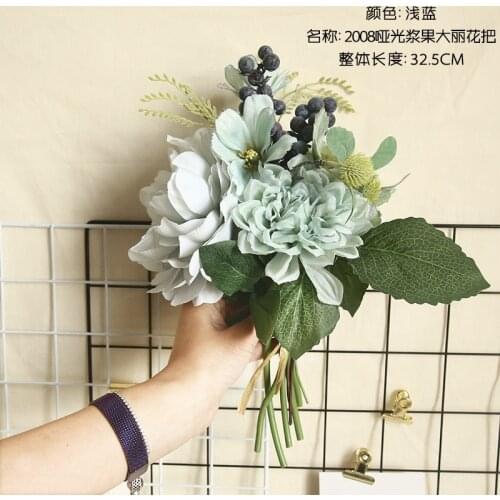 Artificial Plants Berry Dahlia Bouquet Home Decoration Wedding Han Holding Flower Road Lead Silk Peony Fake Flowers Wreath