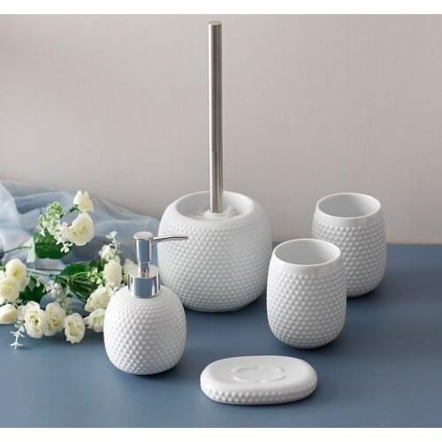 Ceramic Bathroom Kit Ceramic Lotion Bottle Mouthwash Cup Soap Dish Household Shower Gel Hand Soap Shampoo Dispenser Bottle
