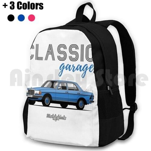 Classic Garage W123 ( Blue ) Outdoor Hiking Backpack Waterproof Camping Travel Eclass Sedan Sport Autobahn Carlsson Lorinser