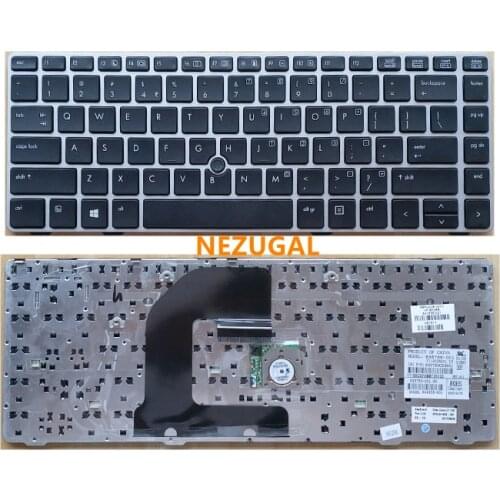 US laptop Keyboard For HP EliteBook 8470B 8470P 8460p 8460w ProBook 6460b 6470 Keyboard with silver frame