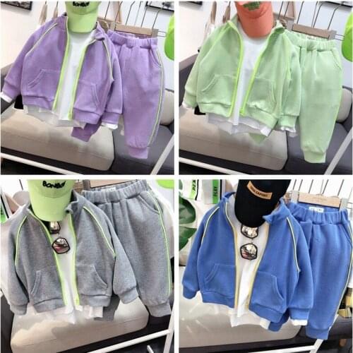 Toddler Boys Clothing Set Spring Autumn New Childrens Casual Loose Sport Suits Korean Zipper Coats Pants Kids 2pcs Set For Boys