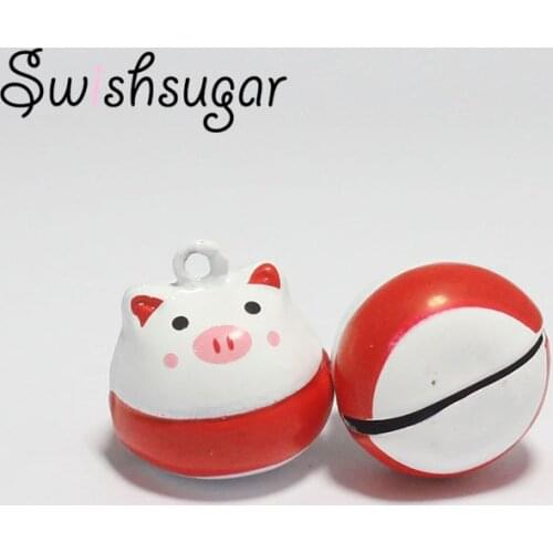 Cute Cartoon Pig Bell Charms Pendant S Size Home Party Decor Jingle Bell Gifts Favors 50pcs