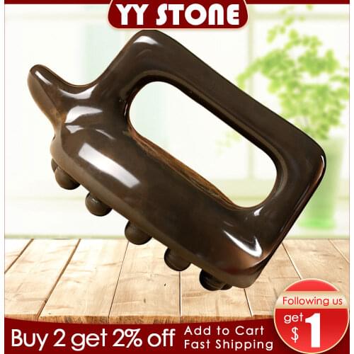 5A Natural Brown Bian-stone Multifunction Guasha Massage cone gua sha health care back massager