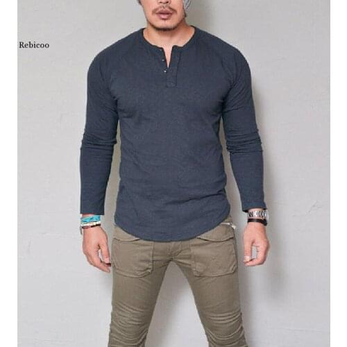 Fashion Mens Slim Fit Long Sleeve T-Shirts Stylish Luxury Men V Neck Cotton T Shirt Tops Tee Plus Size 4Xl