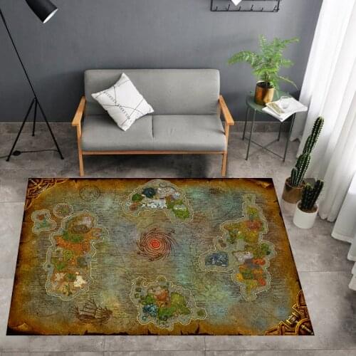 Cartoon Game World Of war WOW Map Floor Rug Doormat Square Carpet Room Bedroom Kitchen Living Room Non-slip Mat Gifts