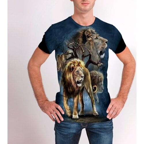Lion Print T shirts Men 3d T-shirts mens Short Sleeve male Round Neck T Shirt 2021 Fashion Casual summer top