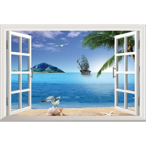 Dpsprue 5D Diy Full Square Round Stone Diamond Painting Embroidery Daimond Mosaic Window Sea Rhinestone Cross Stitch Gift