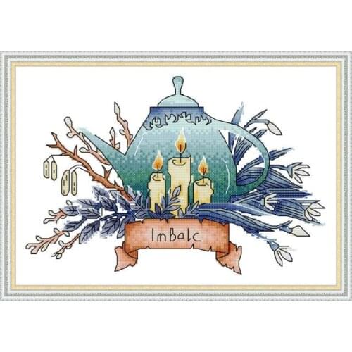 Teapot series 4 cross stitch kit aida 14ct 11ct count print canvas cross stitches needlework embroidery DIY handmade