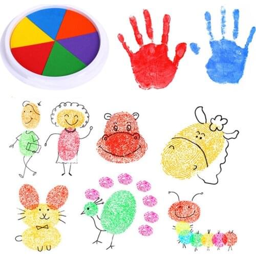 Baby Handprint Footprint Non-Toxic Newborn Imprint Hand Inkpad Watermark Infant Souvenirs Casting Clay Colorful Footprint Sponge