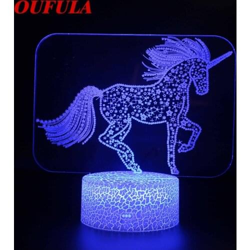 Night LED Lights Horse 3D lamp Cute Toy Gift 7 Color Abstract Artist Graphics Cartoon Atmosphere Lamp For Children Kids Room