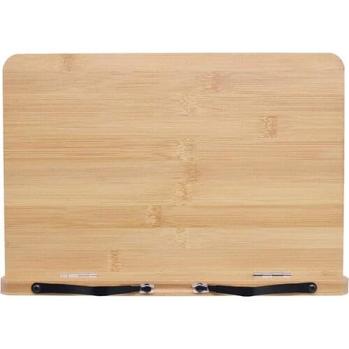 New Bamboo Book Stand, Adjustable Portable Foldable Tablet Stand, Reading Desk for Textbook Piano Music Book Clip Stand