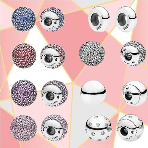 New Style 100% 925 Sterling Silver Original Bracelet, Single Crystal Ball Series Clip, Exquisite Diy Accessory Gift For Women