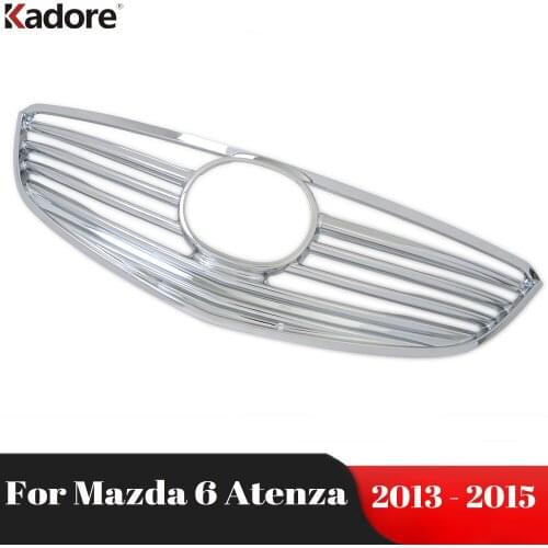 Front Grille Grills Cover Trim For Mazda 6 M6 Atenza 2013 2014 2015 ABS Chrome Head Center Racing Strip Car Styling Accessories