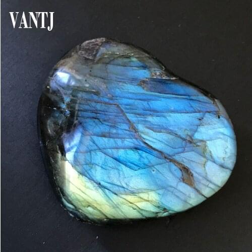 Natural Labradorite Heart Moonstone Raw Gemstone Positive Energy Reiki Gems Crystal Handicraft Decorating Stone Healing