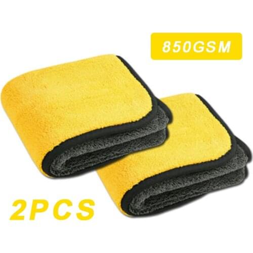 850GSM Car Wash Polishing Detailing Drying Cloth Plush Microfiber Towel Cleaning Cloth Hemming Car Care Cloth Accessories