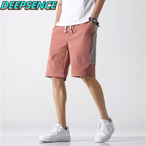 Men Spring And Summer New Casual Shorts Men Polyester Drawstring Print Ins Korean Youthful Loose Fit Knee Length Shorts Men