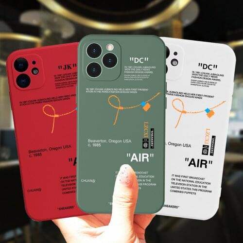 Ins Fashion Tides Brand Case For iPhone 11 12 Pro MAX X XR XS 7 8 Plus 12Mini Sneakers Simple Label Letter Candy Silicone Cover