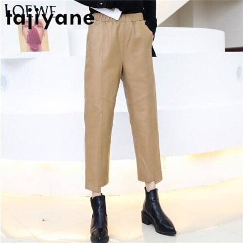 Tajiyane Women Bottom Pants Real Sheepskin Pants for Womens Genuine Leather Trousers Korean Style Autumn Pantalon Femme TN2442