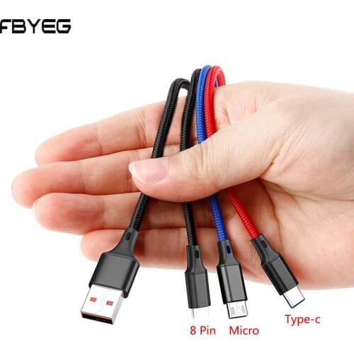 FBYEG 3 in 1 USB Cable Charging Cable for iPhone Micro USB Type C Charger Cable usb type cable c Charging USB fast charging Cord