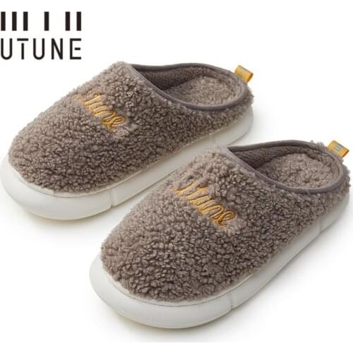 UTUNE Waterproof Winter Men Slippers Fashion Warm Women Home Slipper Anti-slip Soft Indoor Shoes New 2021 For Young Couple