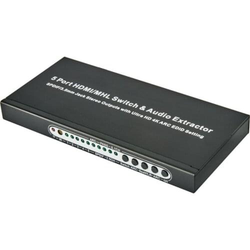 HDMI Switch 5x1 Audio Extractor 5 Port hdmi switcher 4K x 2K@30hz with ARC & IR Wireless Remote Control Full HD 1080P