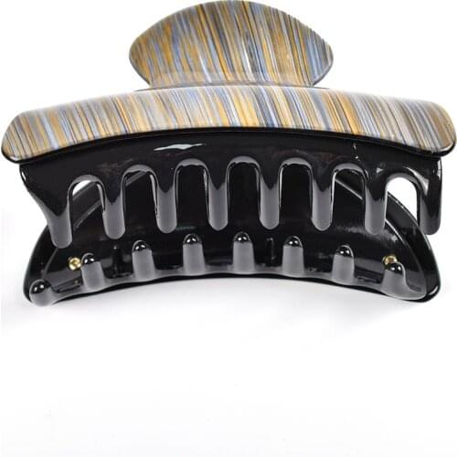 Gold Thread Striped Large Hair Claws Crab 9cm Acrylic Hairpins Women Clips Barrettes Ladies Makeup Hair Accessories