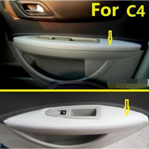 For Citroen C4 (2008-2016) Microfiber Leather Car Door Armrest Panel Protective Cover with Mount Fittings 4pcs/set