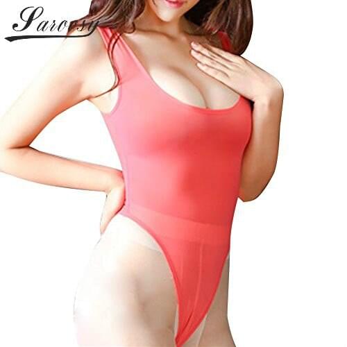 Multicolor Sheer Open Crotch High Cut Bodysuit Leotard for Women One Piece Sleeveless Thong Sexy Lingerie for Women