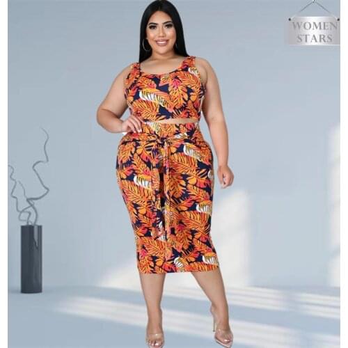 Plus Size Women Clothing 2 Piece Skirts Sets 4xl Fashionr Vset Top Maxi Skirt Matching Set Summer Holiday Wholesale Dropshipping