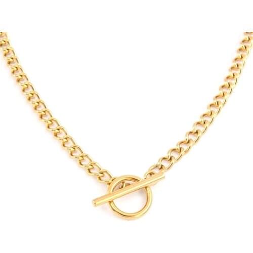 100% Stainless Steel Toggle Necklace For Women Gold/Silver Color Metal Toggle Clasp Necklace Choker Collares Collier