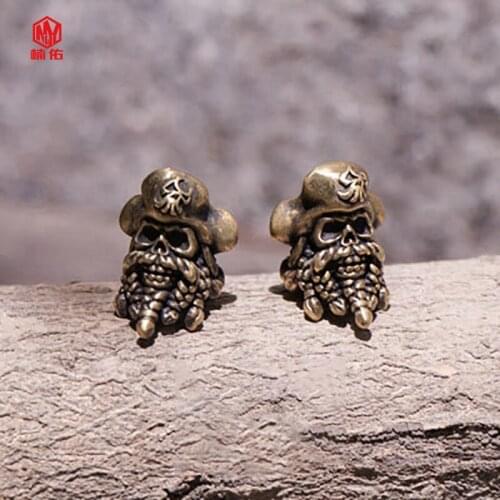 1PC Pirates Of The Caribbean Retro Brass White Copper Oxide EDC Paracord Beads Umbrella Rope Cord Lanyard Pendants Knife Beads