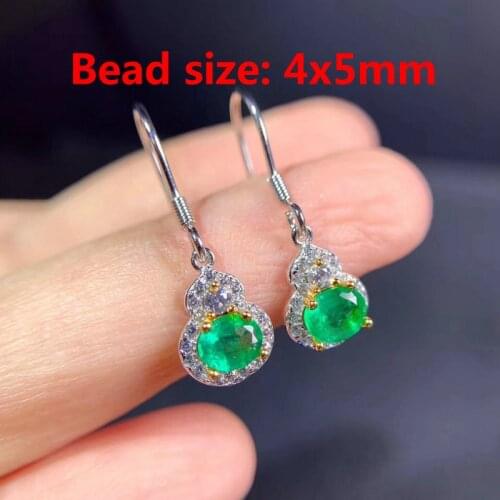 1Pc Natural Colombian Emerald Stud eardrop 925 Silver Fashion Gem Ring Crystal Healing Stone Gift For Ladies Christmas