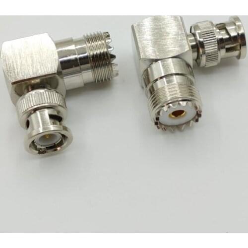 10pcs brass BNC Male Plug to UHF SO239 Female Jack Right angle RF Adapter Connector