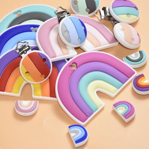 10pc/Lot Mini rainbow Silicone Beads Baby Dummy Cartoon Pacifier Toy Accessories