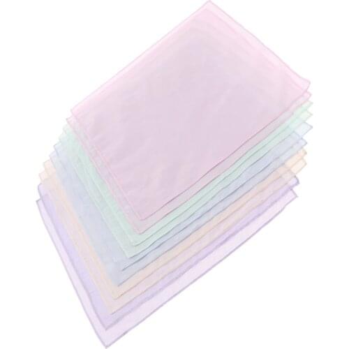 10pieces Soft Cotton Square Handkerchief Solid Hankies DIY Hanky Kerchiefs