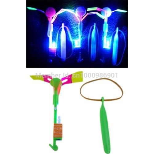 100XFree shipping Flash Copter Premium LED Slingshot Helicopters Arrow Sling Amazing Glow Fun