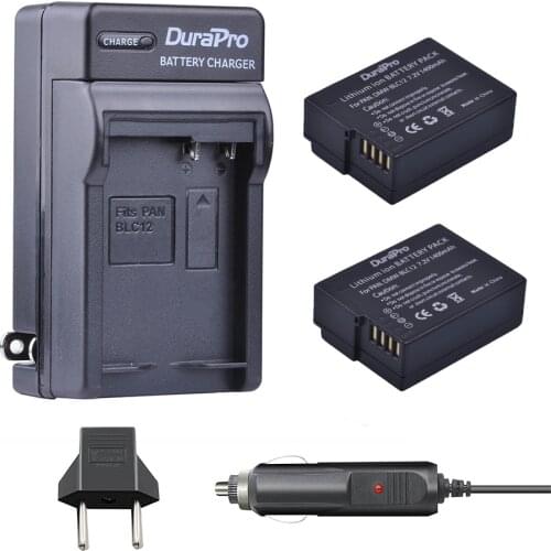2pc 1400mAh DMW-BLC12 DMW-BLC12E BLC12 E Battery + Car Charger+ EU plug for Panasonic FZ1000, FZ200, FZ300, G5, G6, G7, GH2
