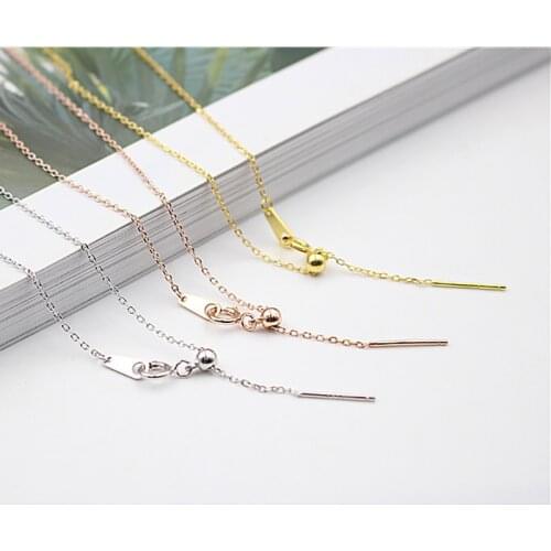 925 sterling silver cross chain adjustable silicone bead pin end necklace chain for making jewelry accessories 0.8mm 45cm 2pcs