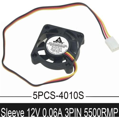 5PCS/lot Gdstime 3Pin 40mm 4cm 4010 40x40x10mm 12V DC Computer Case CPU Brushless Heatsink Cooling axial Fan