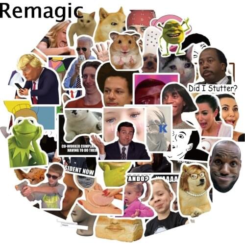 50pcs Funny cute meme Cartoon Children Stickers Skateboard Guitar Suitcase Girls Waterproof scrapbooking Sticker Kids Graffiti