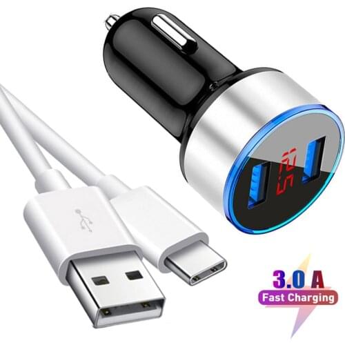Car USB Charger Type-c USB Cable For Xiaomi POCO F3 M3 X3 11 10T 10S Pro Redmi Note 10 9 Fast Charging QC 3.0 Car Phone Charger