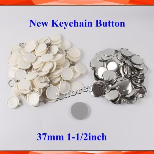 Free Shipping New 1-1/2" 37mm 100 Sets Plastic KeyChain Badge Button White or Black 2 Color Offer Supply Materials Maker Machine
