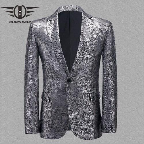 Plyesxale Black Gold Silver Sequin Blazer Men 2020 Shiny Performance Ball Nightclub Bar Host Singer Dancer Banquet Balzers Q1201