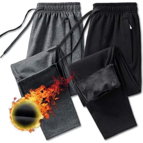 Casual Men Thick Pants Elastic Waist Winter New Plus Fleece Keep Warm Loose Cotton Men Long Pants Outdoor Thicken Joggers 8XL