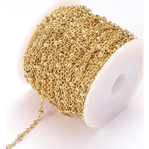 2Meters Stainless Steel Beaded Chain Cable Link Beads Chain DIY Anklet Necklaces Bracelet Accessories for Jewelry Making DIY