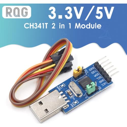 CH341T 2 in 1 module 3.3V 5V USB to I2C IIC UART USB to TTL single-chip serial port downloader